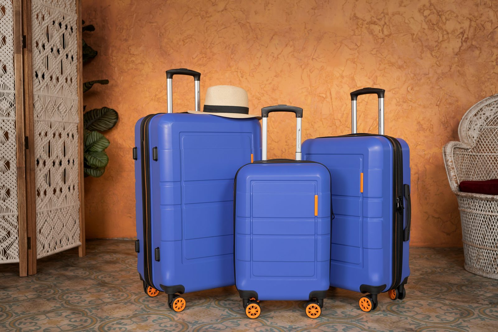 A three-piece hard-shell luggage set