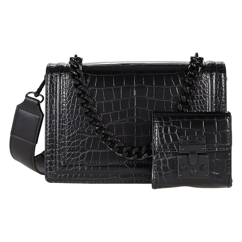 Croc-effect flap bag